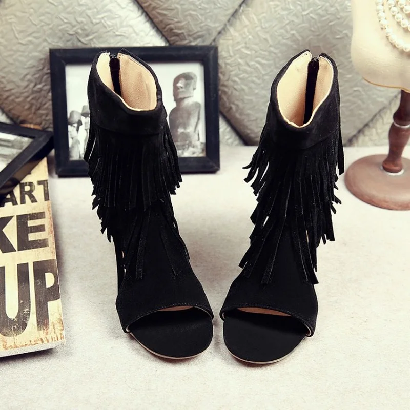 FXYCMMCQ 2021 New Korean thick heel fringed sandals versatile women's sandals 003