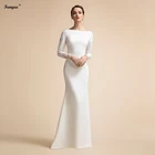 Женское атласное свадебное платье It's yiiya, белое платье в мусульманском стиле с длинным рукавом и юбкой-годе на лето 2021