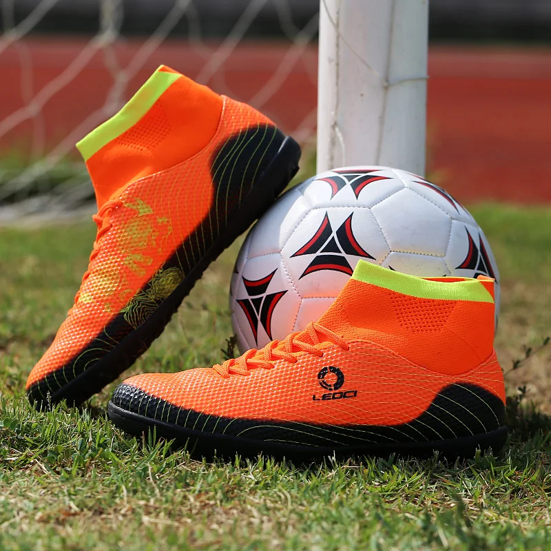 Мужские кроссовки для тренировок с высоким берцем футбольные бутсы подошвой AG