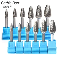 style f tree 6mm 14 shank mould carving tools tungsten carbide rotary file burr milling cutter cnc engraving for metal steel