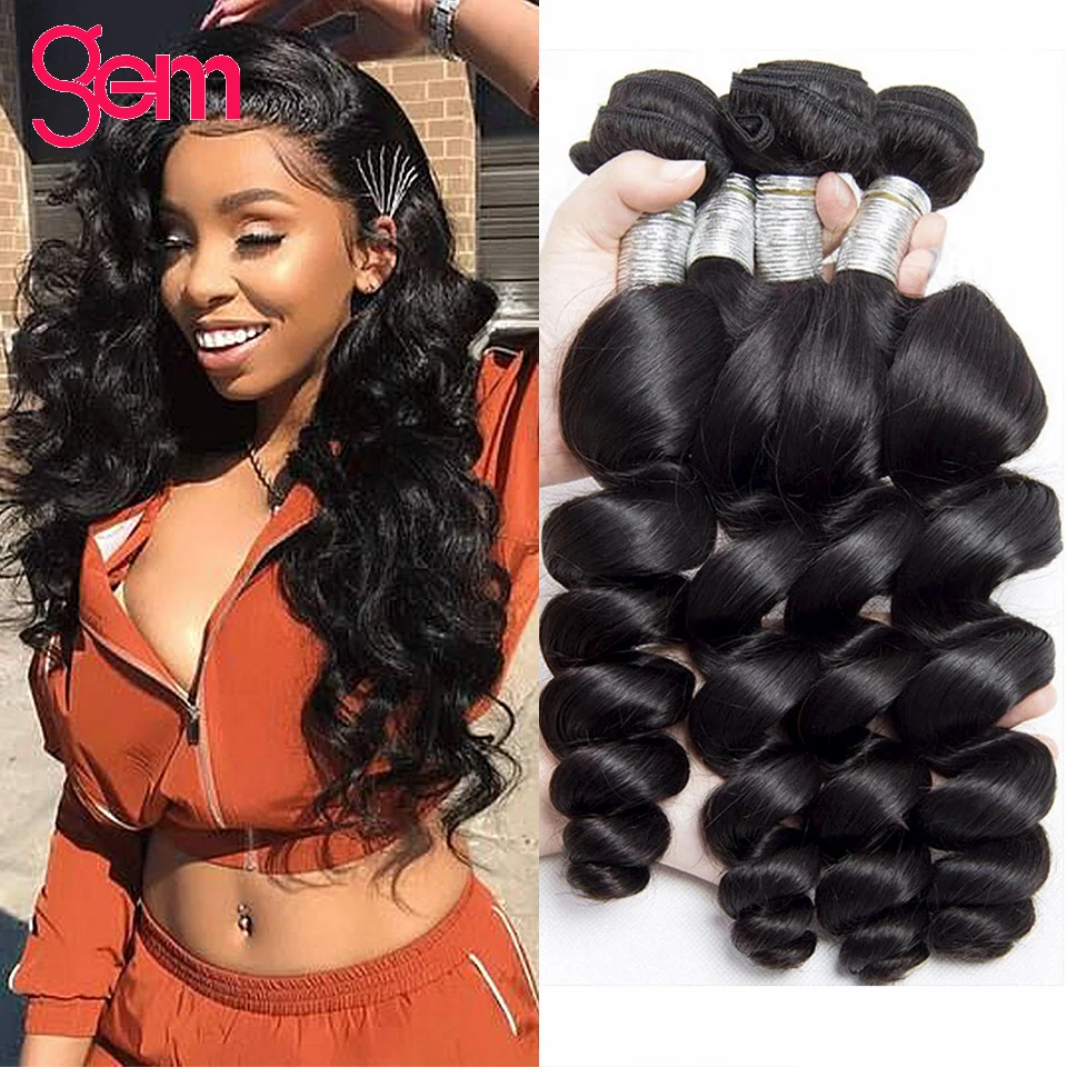 

30 дюймов Пряди свободная волна пряди бразильских волос Плетение пряди 3 / 4 пряди Дело Реми драгоценный камень волос человеческие волосы для ...