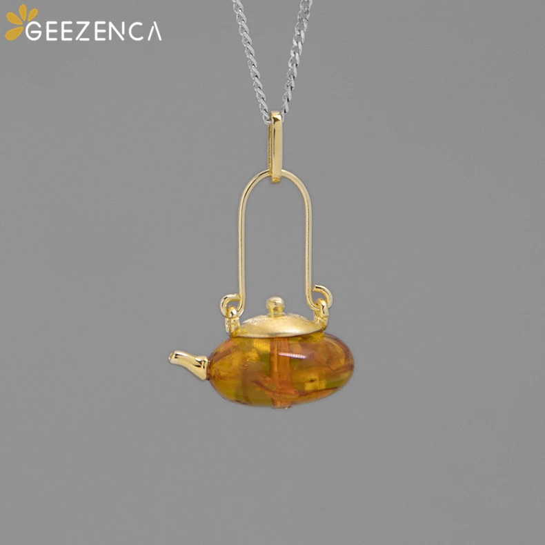 

Женский кулон в виде чайника из серебра 925 пробы, с цепочкой