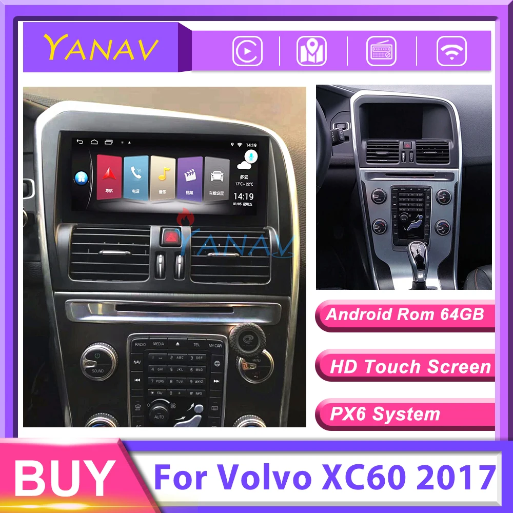 

PX6 2 Din Android Car Radio GPS Navigation receiver For Volvo XC60 2017 Car Stereo Android Multimedia Video HD Screen DVD Player