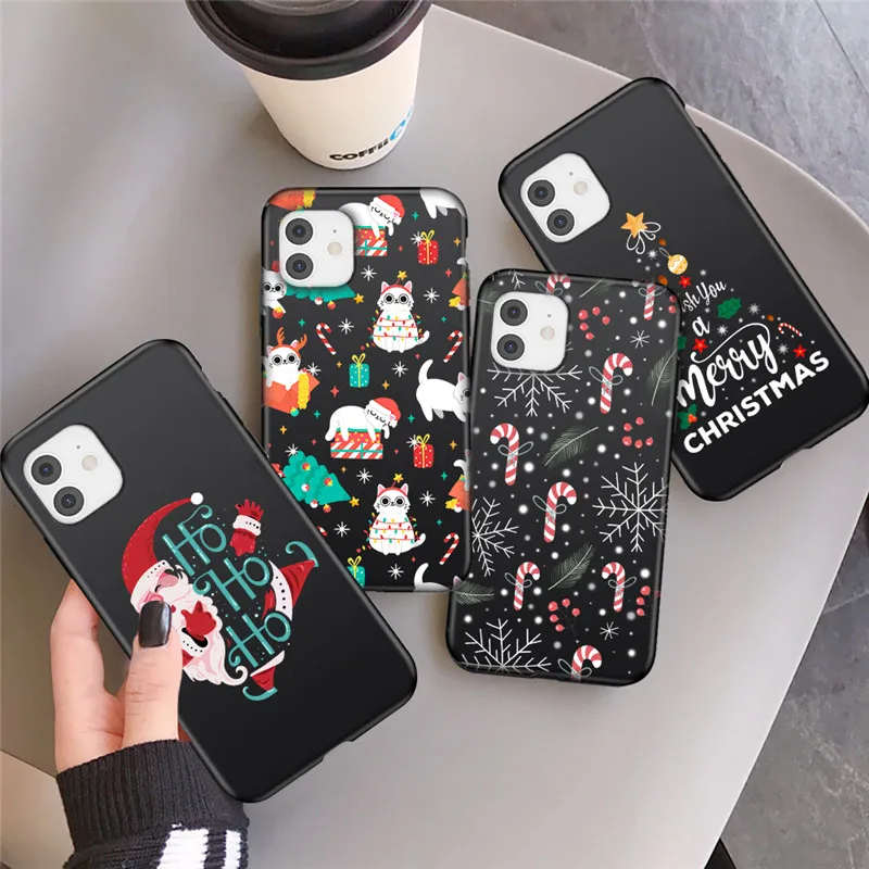 USLION Christmas Style Pattern Phone Cover For iPhone 12 11 Pro Max X XR XS Max 6 7 8 7Plus Soft Silicone Case Santa Claus Case