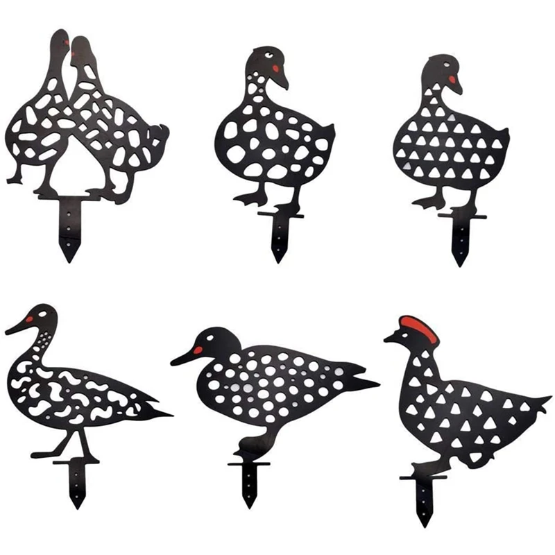 

6Pcs Chicken Yard Art Duck Decoration for Garden Use Backyard Lawn Stakes Plastic Duck Yard Decor Gift Duck Silhouette