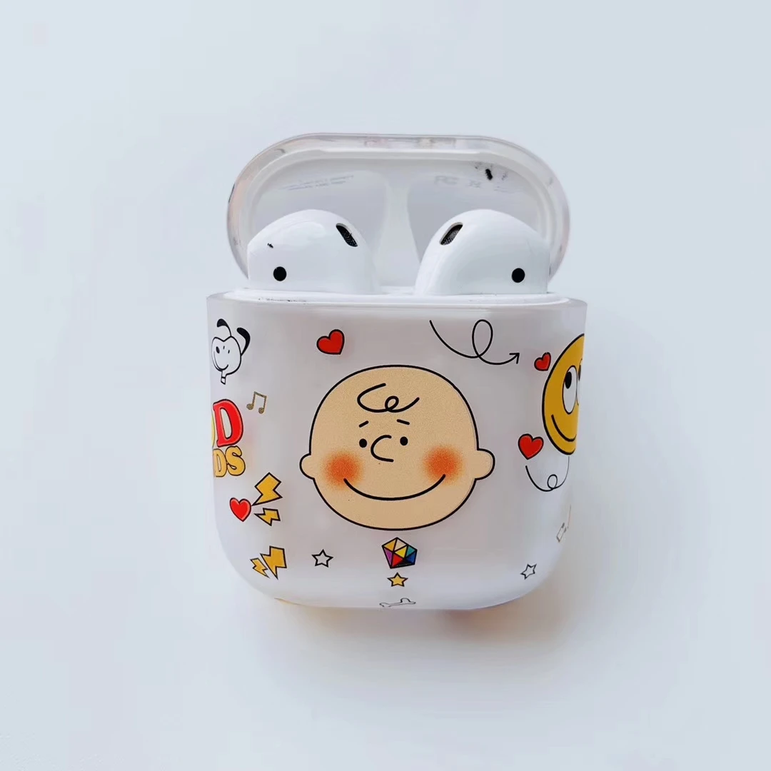 Мультяшный Матовый Жесткий чехол, силиконовый наушник для Apple, AirPods 1/2, беспроводной bluetooth чехол для гарнитуры