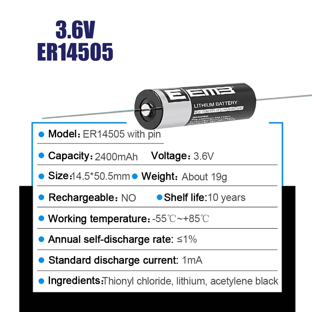 1 шт. EEMB ER14505 LS14500 3 6 В 2400 мАч AA литиевая батарея LR6 R6P для счетчика воды IC карта GPS Camer