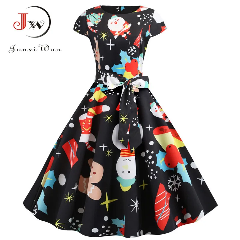 Фон с белыми снежинками принт Женское зимнее рождественское платье Robe Femme