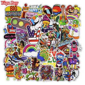 Наклейки разноцветные радужные для ноутбуков, чемоданов, сумочка-игрушка, 50 шт.