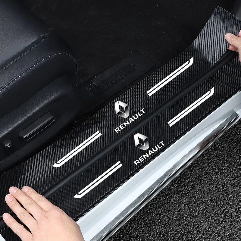 

4pcs Car Door Threshold Stickers For Renault Captur Duster Megane 2 3 Clio Logan Borui Carbon Fiber Protector Decors