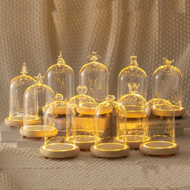 

Стеклянная купольная ваза среднего размера размером 10*15 см, украшение для дома, искусственная Прозрачная крышка, свадебный реквизит, подаро...