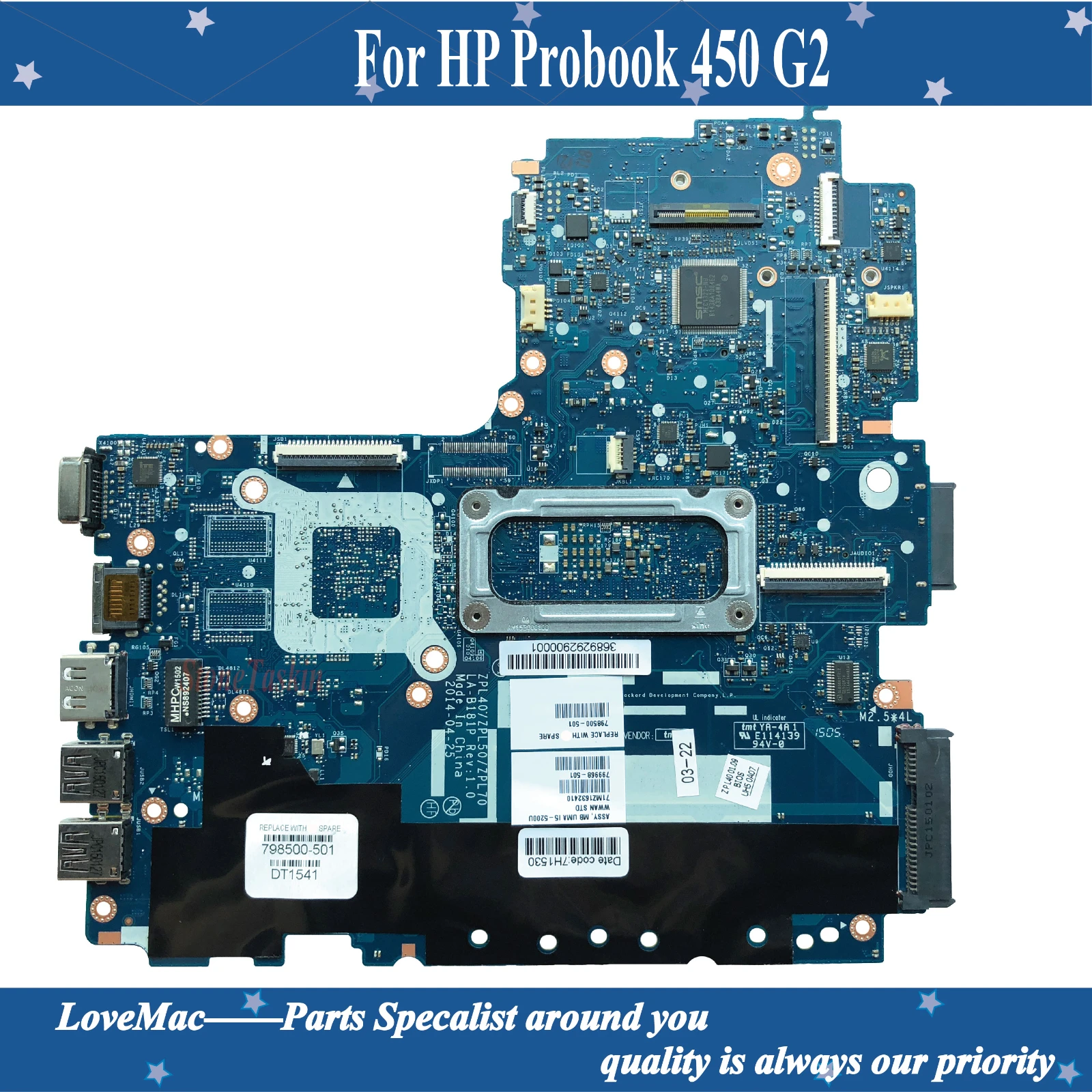 Высококачественная материнская плата 798500 501 для ноутбука HP Probook 450 G2 ZPL40/ZPL50/ZPL70 LA