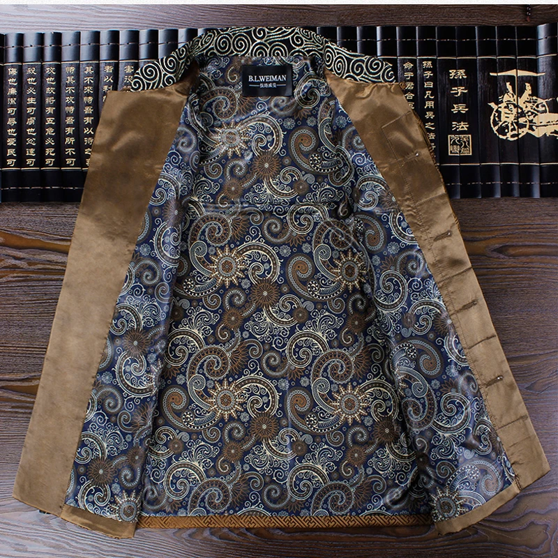 Костюм от Tang Новый Фиолетовый Китайский традиционный мужской костюм с