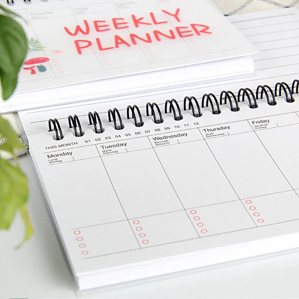 

2pcs Cartoon Coil Schedule Book Diary Weekly Planner Notebook School Supplies (Elephant and)