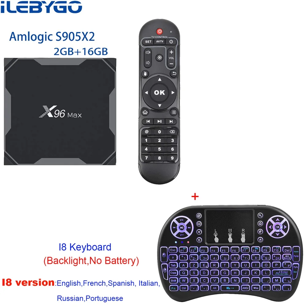 2GB 16GB I8 ILebygo X96 Max Android 8,1 умные телевизоры BOX Amlogic S905X2 4 ядра Гб 64 Декодер каналов кабельного телевидения 2,4 г и 5,8 Wi Fi BT 1000 м к media player - Цвет: 2GB 16GB I8