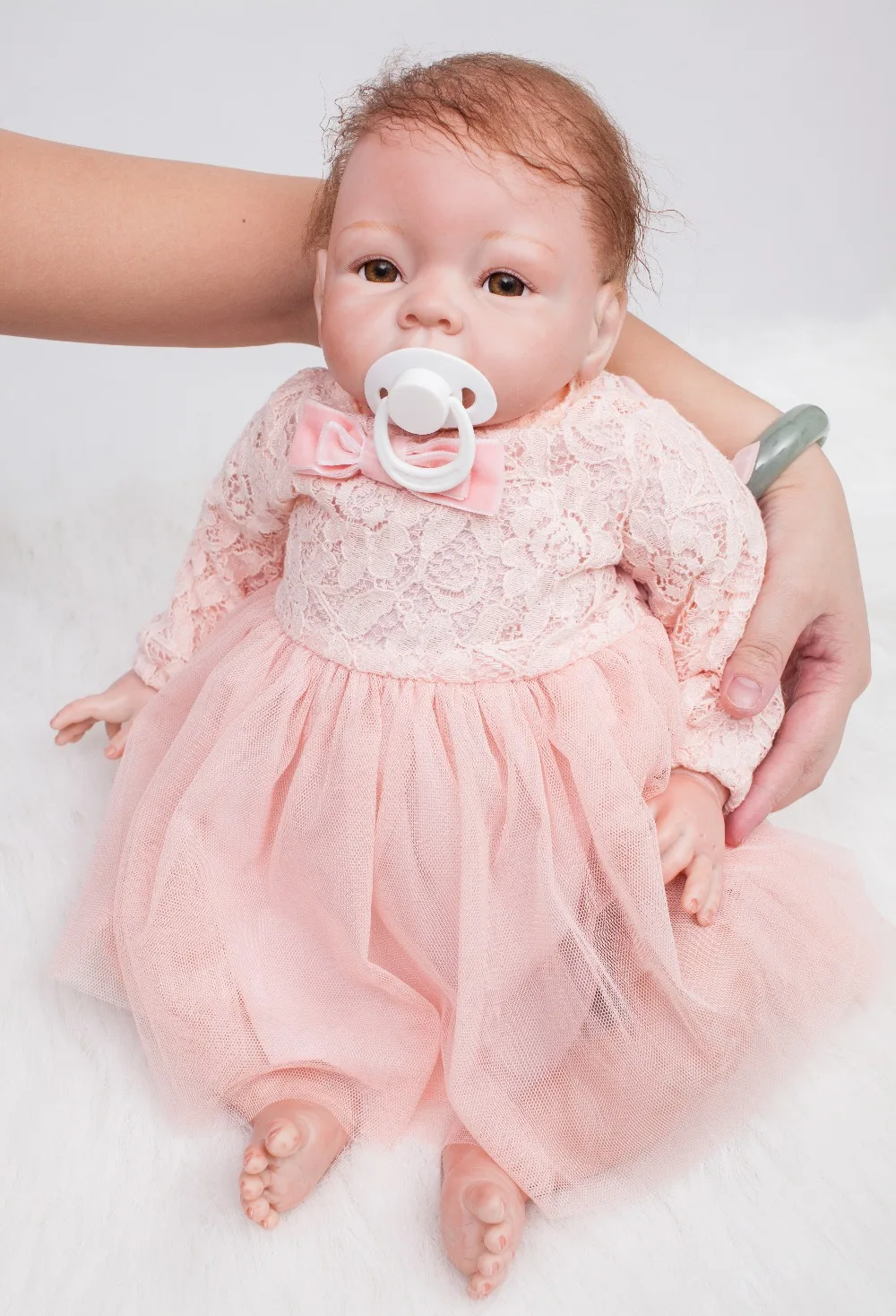 22 дюймов Reborn baby Doll мягкие виниловые силиконовые реалистичные куклы новорожденных платье принцессы Bonecas игрушка для детей подарок на день рождения
