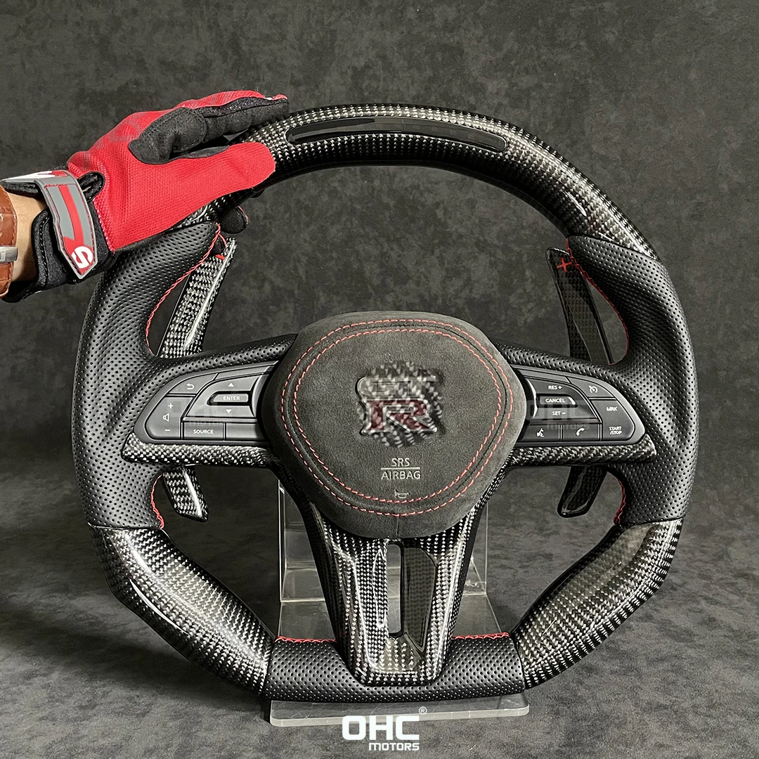 

Real Carbon Fiber LED Steering Wheel compatible for Nissan GTR 35 GTR36 GTR35 LED Performance Steering Wheel Skyline R35