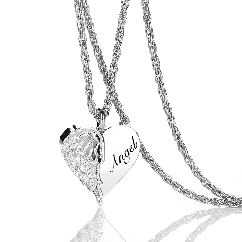 Романтическое женское ожерелье в форме сердца с крыльями ангела подвеска