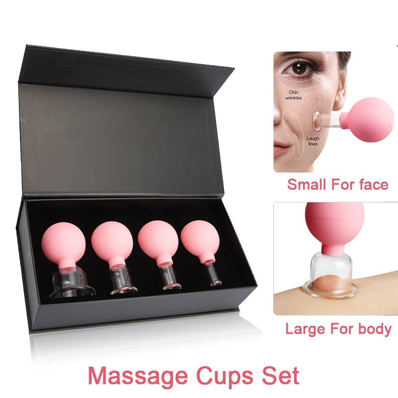 

2/4 Pcs Gua Sha Massage Vacuum Cupping Cups Set Wrinkle Removal Skin Lifting Cupping Therapy Massager for Body Beauty Face Care