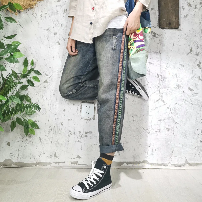 Max LuLu 2020 Spring New Fashion Ladies Vintage Loose Jeans Womens Casual Ripped Denim Trousers Oversized Streetwear Harem Pants | Женская