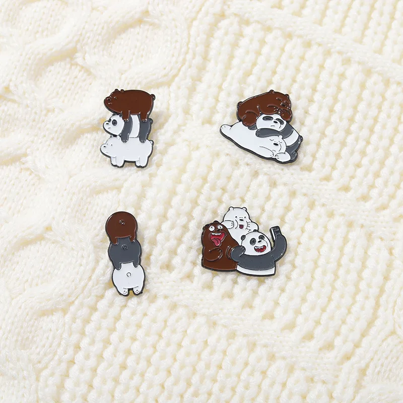 

Adorable Three Bears Enamel Pin Brooches Aniaml Art Metal Badges Bag Clothes Pins Up Jewelry Gifts