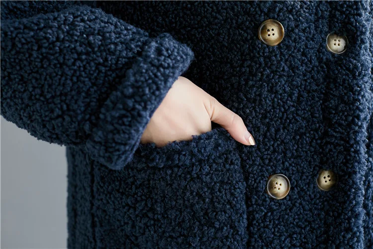 Johnature, Осень-зима, корейские повседневные теплые женские куртки из овечьей шерсти, Новые однотонные двубортные куртки с высоким воротом