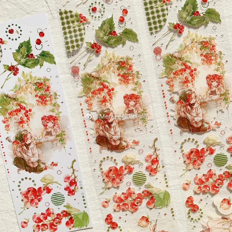 

1 Loop 6.5cmx81.25cm Berry Country Menu Bright Crystal Pet Masking Tape Paper Journal Collage