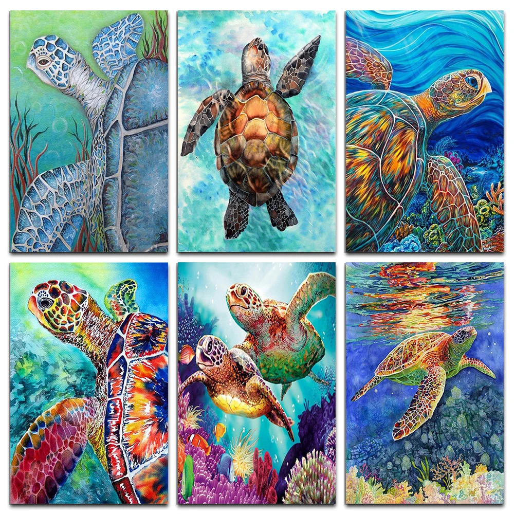 

Full Square 5D Diy Colorful Diamond Painting Animal Sea Turtle Ocean Fish Cartoon Embroidery Mosaic Cross Stitch Art Home Decor