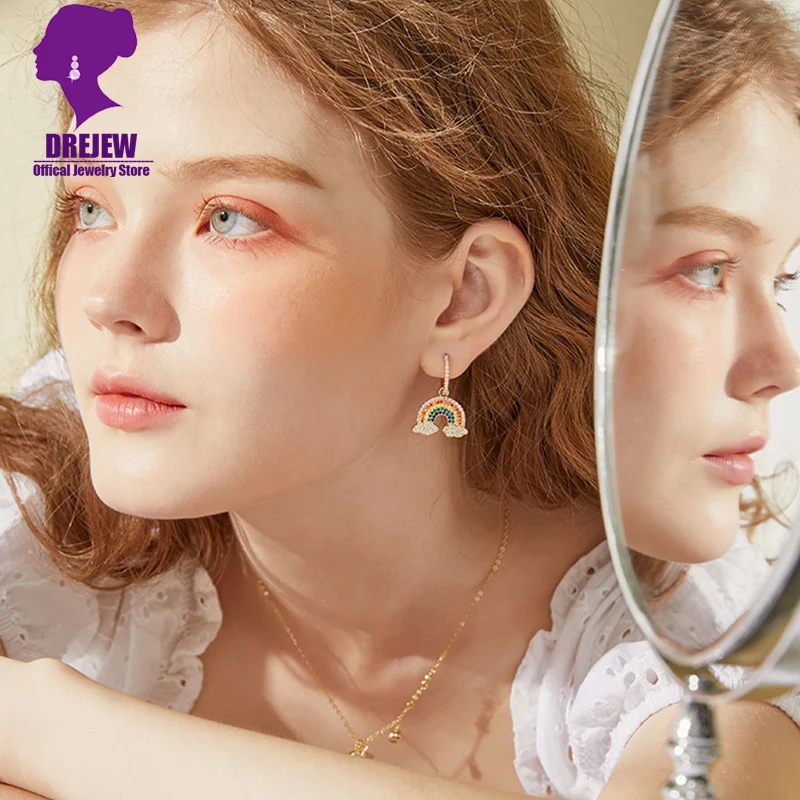 DREJEW милые серьги подвески в виде радужной мостика Стразы эффектные женские