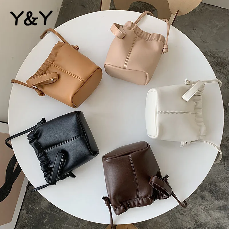 

Y&Y Drawstring Bucket Bags Women Fashion Korean Style Ins Retro Single Shoulder Diagonal Bags Female Bags Ruched Crossbody Bags