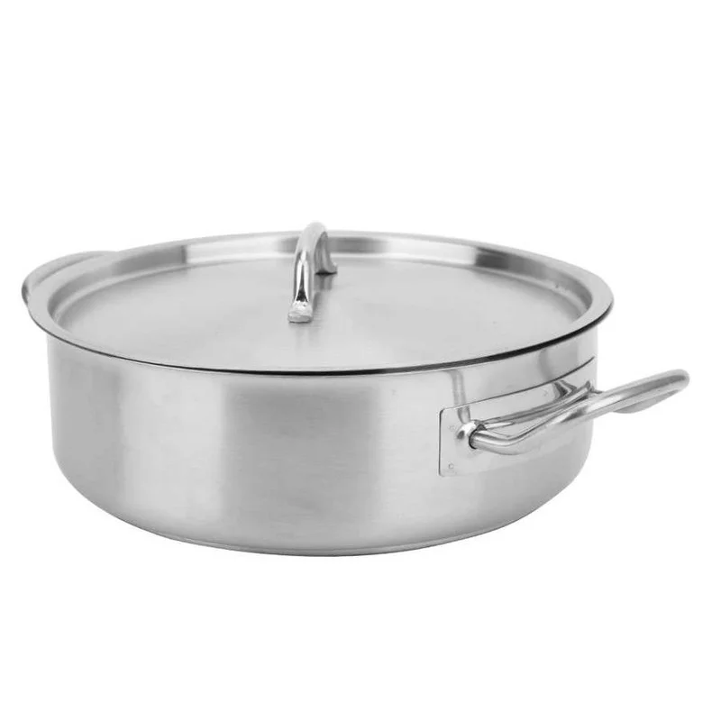 

Stainless Steel Pot Set Composite Bottom Double Handle Cooking Pot with Lid Multiple Purpose Stew Milk Kitchen Tool 25.5 x 8.5cm