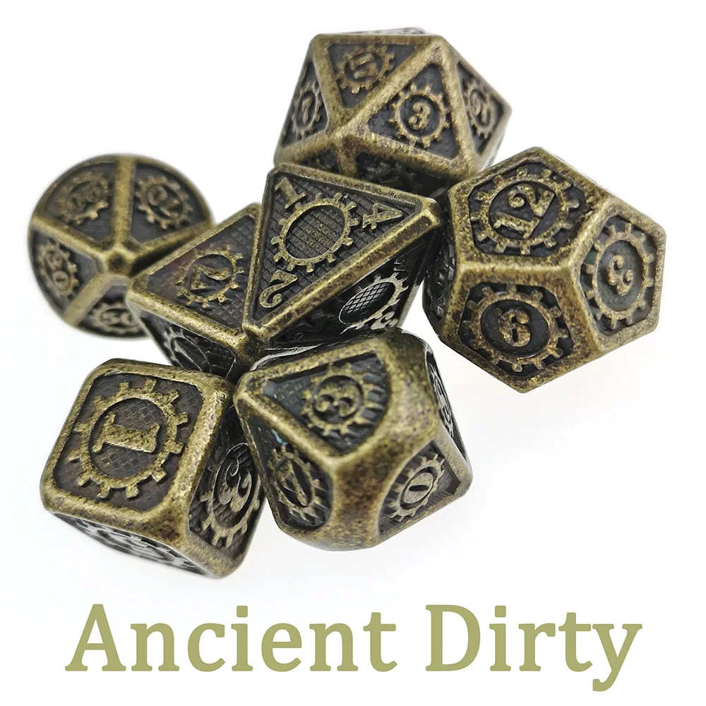 Древнее грязное снаряжение металлические игральные кости DND (бронза)