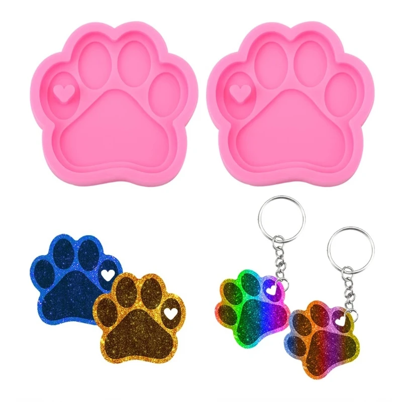 

3 Pcs/Set Bear Paw Keychain Epoxy Resin Mold Jewelry Necklace Pendant Silicone Mould DIY Crafts Polymer Clay Casting Tools