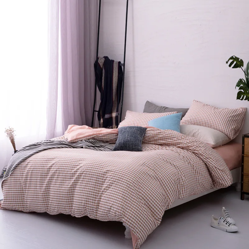 Элегантный Простой постельный комплект из 4 предметов 100% Потертого хлопка мягкий