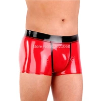 handmade men red latex boxer with black trims nature latex pants rubber underwear