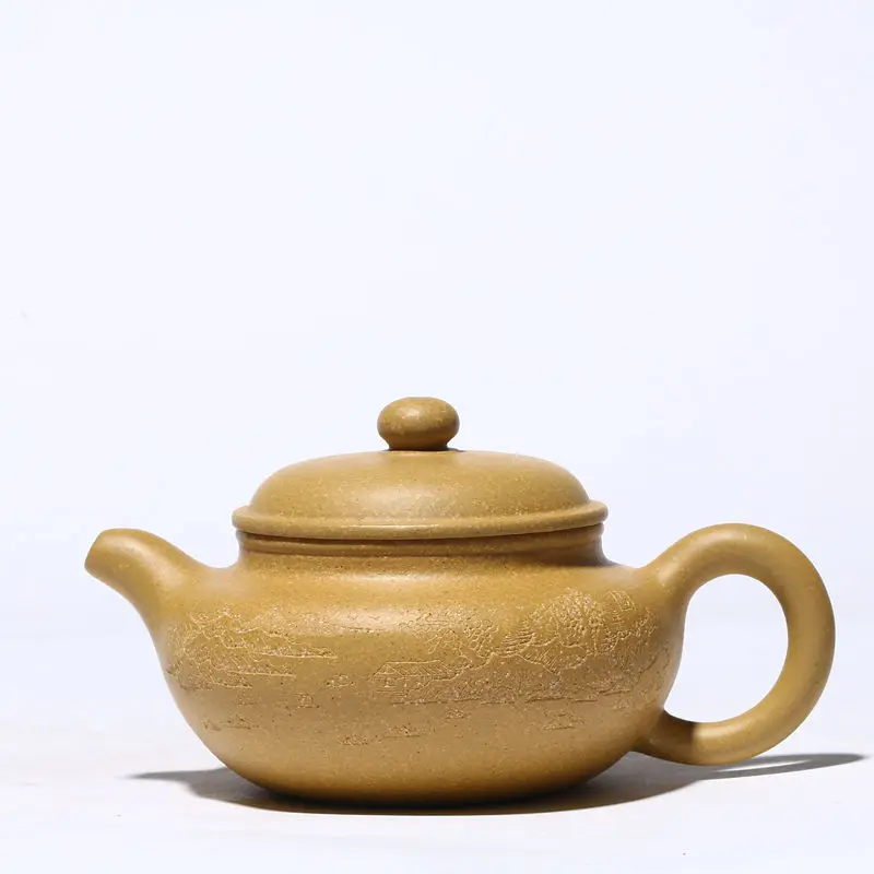 

Yixing Zisha teapot original ore section clay antique teapot hand carved fine tea set