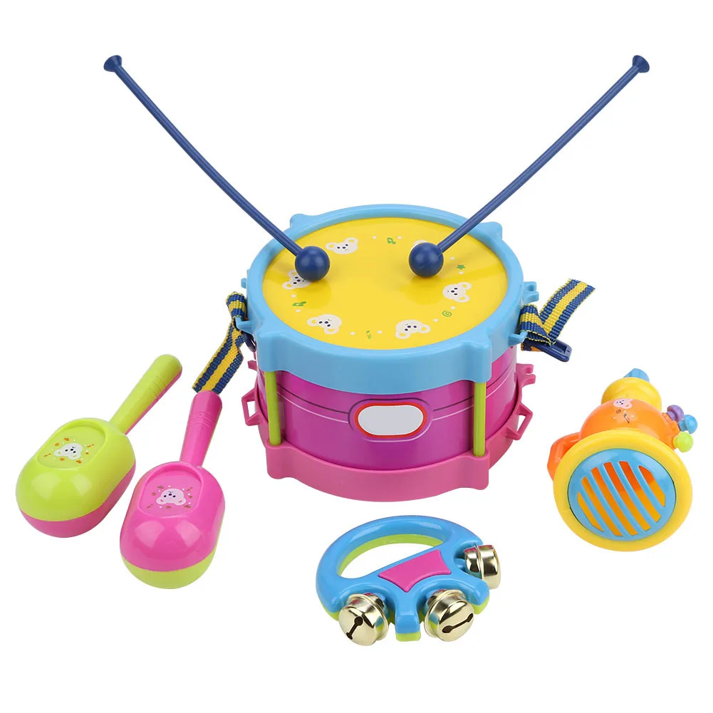 

Unisex fun Baby Concerts Children Toy Gift Set Drum Trumpet Handbell Musical Instruments Band Kit Toy Musical Instrument