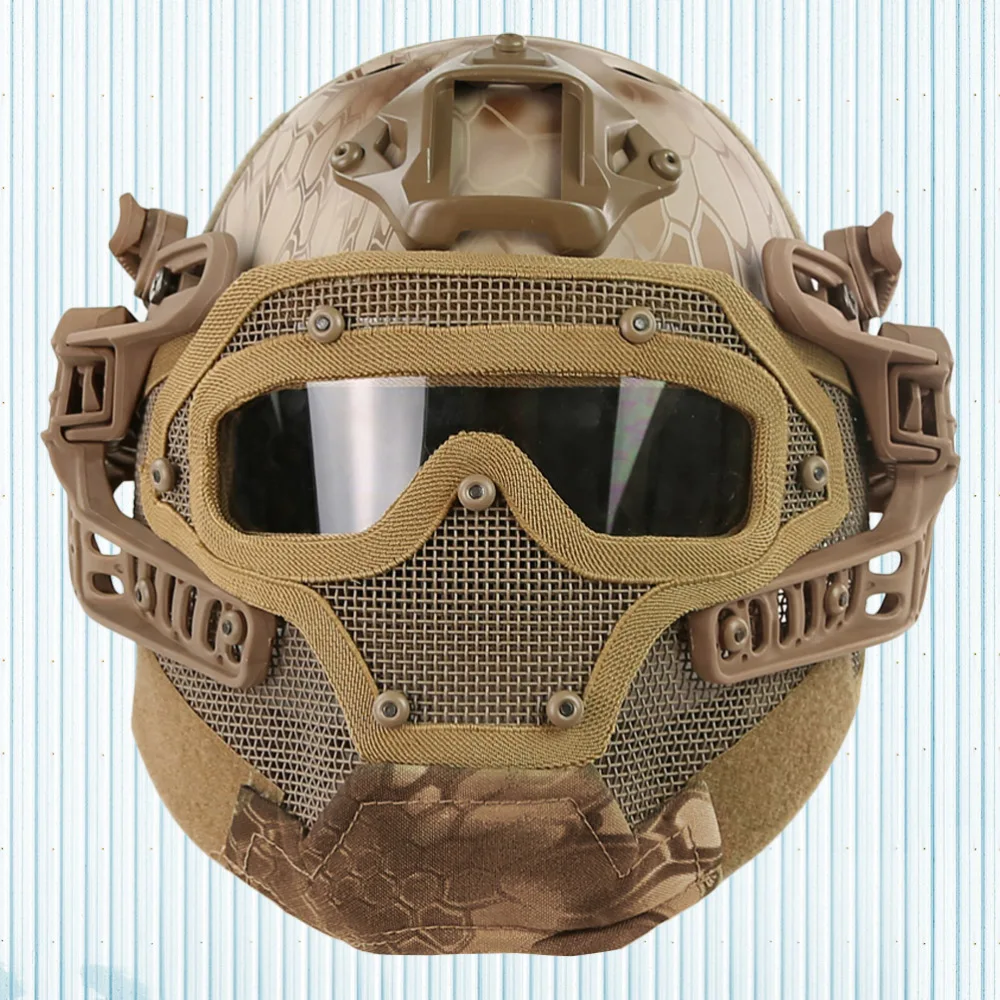 

Style Safety Helmet with Mask Carbon Steel Outdoor Helmet for Airsoft Paintball - Desert Snake Pattern