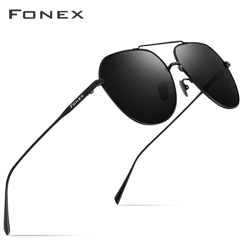 FONEX, чистый титан, поляризационные солнцезащитные очки, мужские, квадратные, солнцезащитные очки для мужчин, новинка, высокое качество, для вождения, для улицы, зеркальные, UV400 8506 - Цвет линз: Серый