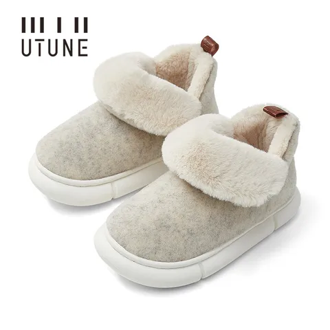 Utune botas femininas sapatos de inverno feltro grosso quente deslizamento em casa chinelos fora sapatos masculinos mulher botas plataforma de pelúcia alta pontapé 2021