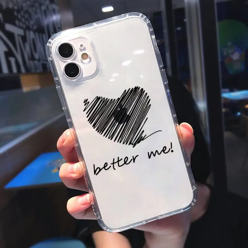 

Couples Cartoon Lovely Heart Painted Phone Case Transparent for Clear iPhone 11 12 mini pro XS MAX 8 7 6 6S Plus X 5S SE 2020 XR