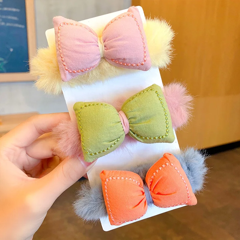 

Korean Bow Fur Scrunchies Girls Bow Knot Hair Rope Ponytail Women Elastic Hair Bands Sweet Elegant Rubber Band Hair Accessories