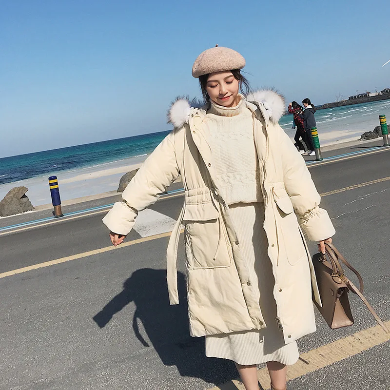 Женская Длинная зимняя парка с длинным рукавом пальто капюшоном и куртки модная