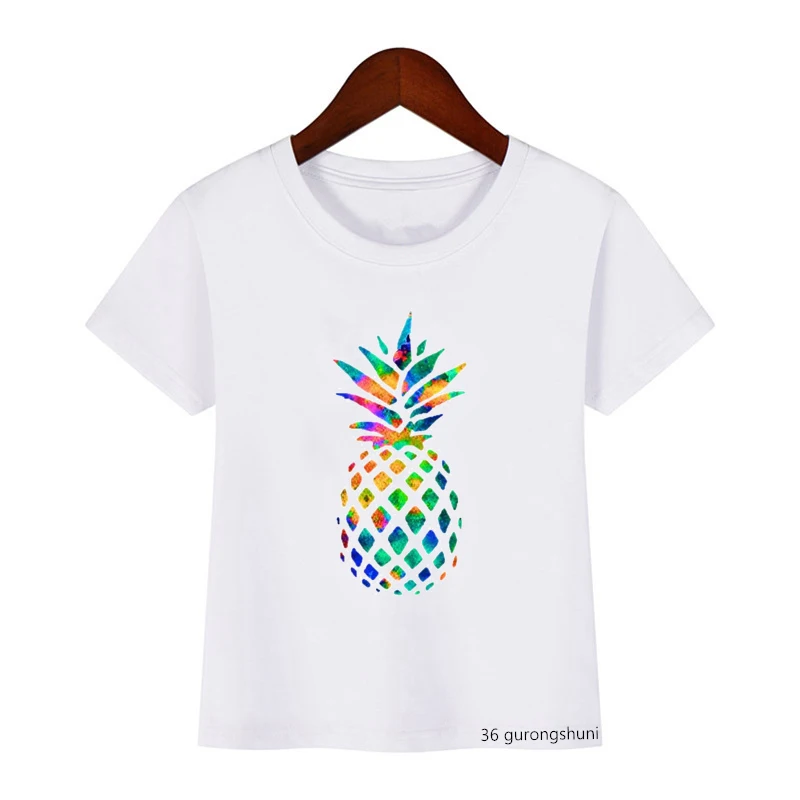 

T-shirt for boys/girls funny cool pineapple graphic print with eyes. Kids t shirt Hip hop high quality Children's clothing tops