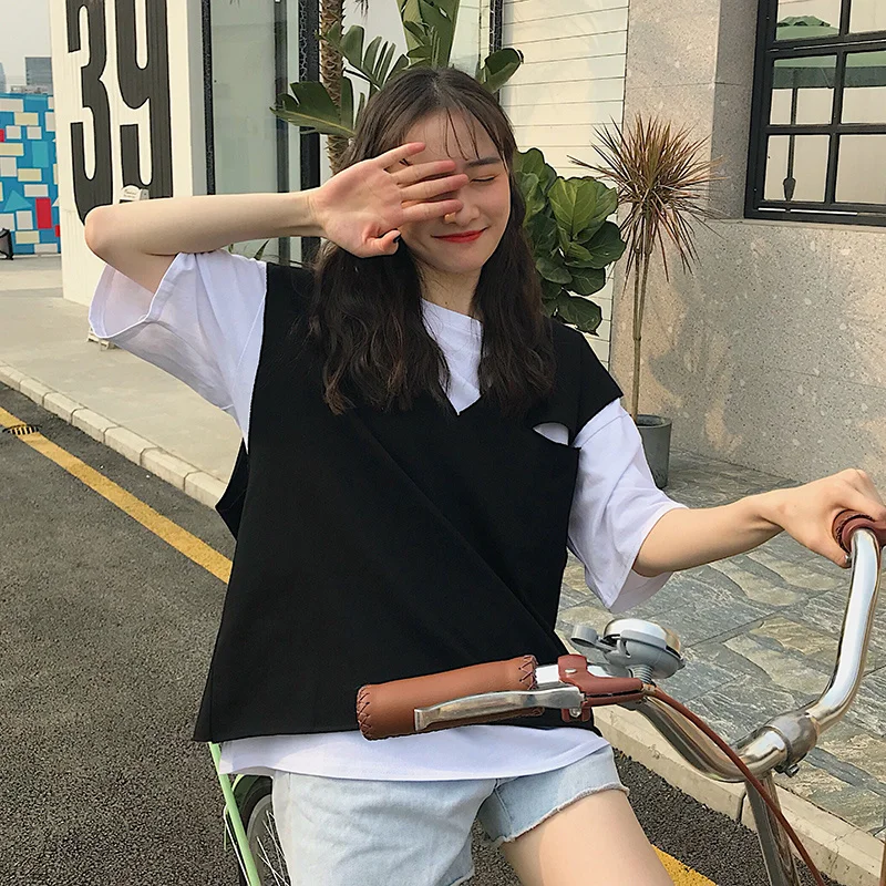 Популярная футболка с коротким рукавом стильная свободная одежда в необычном