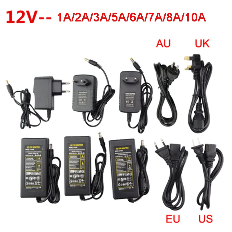 AC110V-240V трансформатор для светодиодных лент 5 в пост. Тока 1 А 2 3 7 8 10 | Лампы и