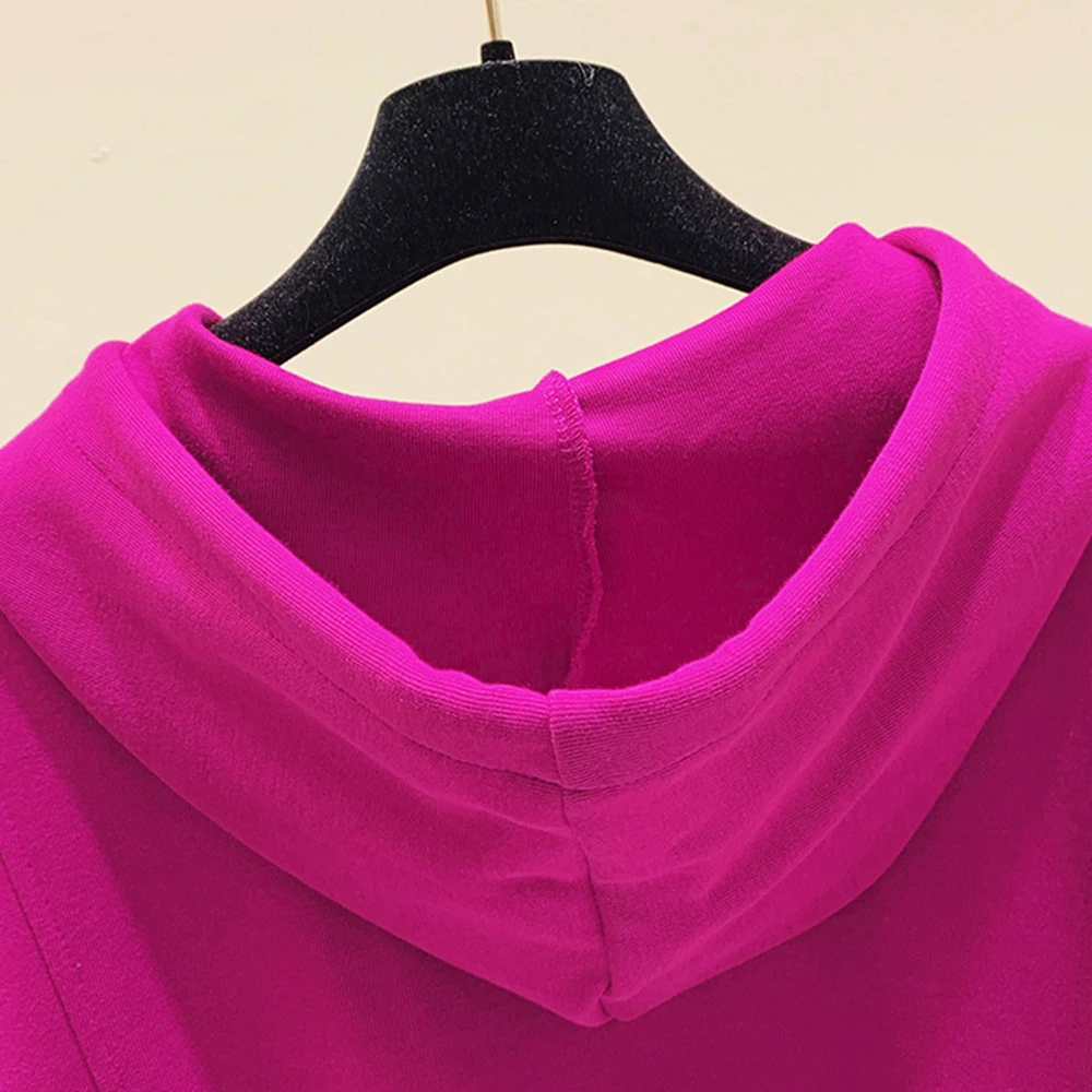 

2021 Women Spring Autumn Soild Color Hoodies Long SleeveCotton Pullover Ladies High Waist Korean Style Hooded Thin Tops Clothes