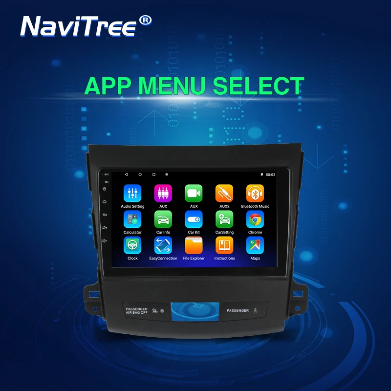 NaviTree 9 дюймов ips 1024*600 Android 9,0 автомобильный радио мультимедиа для Mitsubishi Outlander xl 2 2005-2011 bluetooth FM usb заднего вида