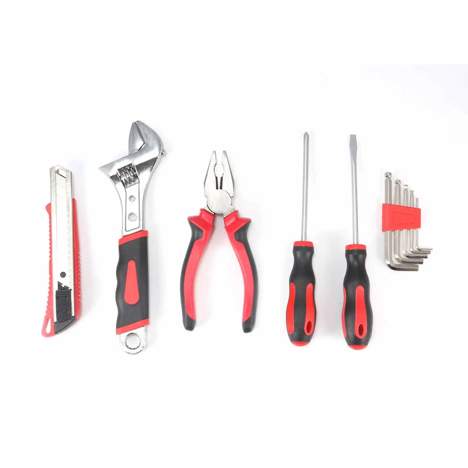 

10PCS Portable Hardware Set Screwdriver Wire Cutter Adjustable Wrench Hexagon Wrench Utility Knife Household Repairing Tool Set