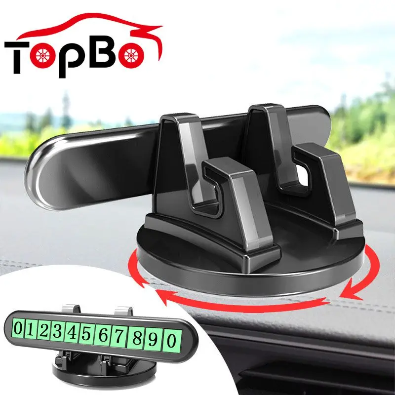 

360 Degree Rotation Car Phone Stand Holder Gear Bottom Design Universal Dashboard Mount Bracket With Temporary Parking Card